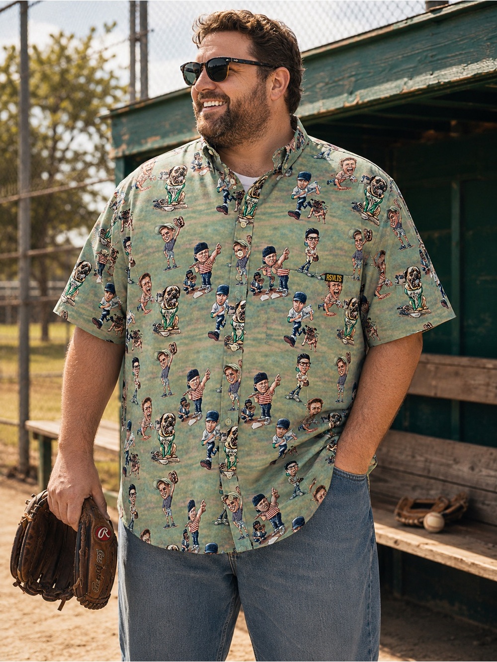 RSVLTS x SANDLOT "THAT MAKES A WHOLE TEAM" Short Sleeve Button Down Shirt